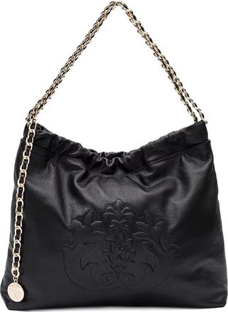 Isla Dayse embossed chain shoulder bag - Black
