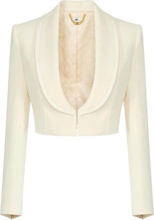 Elisabetta Franchi Dames, Jassen, Beige, Maat: XS Leer
