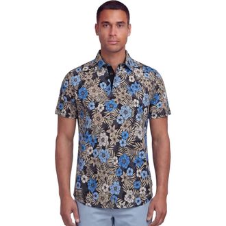 Lords of Harlech Tropical Mix Mens Knit Polo in Tropical Mix Black at Nordstrom, Size Xx-Large
