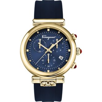 Ferragamo Ora Silicone Strap Watch, 40mm in Gold at Nordstrom Rack