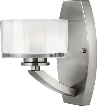 Netlighting Meridian 1 Light Wall Light Brushed Nickel Glass Shade G9