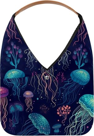 Generic Jellyfish Reusable Lightweight Grocery Bags - Foldable Into Compact Pouch, Washable & Sturdy, Multipurpose for Shopping and Travel