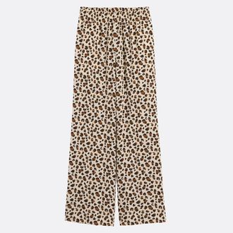 La Redoute Collections Broek met wijde pijpen en luipaardprint en elastische tailleband