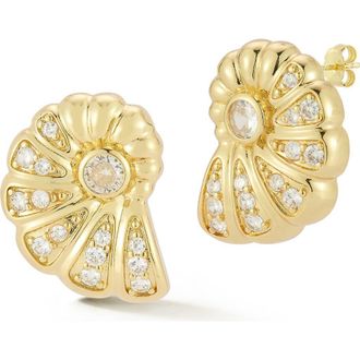 Glaze Jewelry Cubic Zirconia Shell Stud Earrings in Gold at Nordstrom Rack