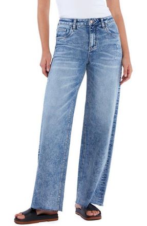 HINT OF BLU Harper Raw Hem Wide Leg Jeans in Harper Blue at Nordstrom, Size 26