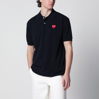 Comme Des Gar&ccedil;ons Red Heart polo shirt in navy blue cotton