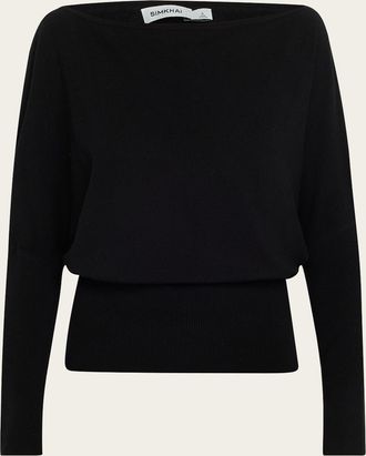 SIMKHAI Lavina Draped Off-Shoulder Sweater