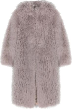 Liska single-breasted shearling coat - Grey