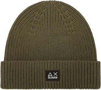 Sun 68 Accessoires, Heren, Groen, ONE Size, Wol, Geribbelde muts van wolmix
