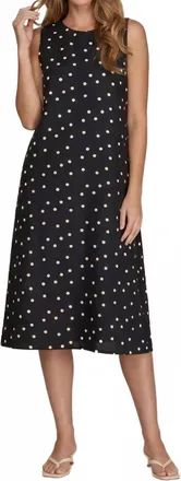 She + Sky Sleeveless Woven Polka Dot Midi Dress In Black