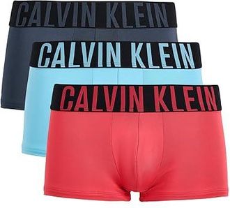 Calvin Klein Underwear Intense Power 3-Pack Low Rise Trunk Mens Underwear Ombre Blue/Chilly Blue/Punch Pink : 2XL, Elastane/Polyester