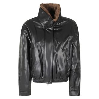 Low Classic LOW Classic - Kunstleren jas met bontkraag - Dames - Jassen - Zwart - Maat: S Zijde