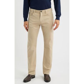 AG - Adriano Goldschmied Prot&eacute;g&eacute; Classic Straight Leg Cotton & Linen Blend Pants in Dune Khaki at Nordstrom, Size 40 X 32