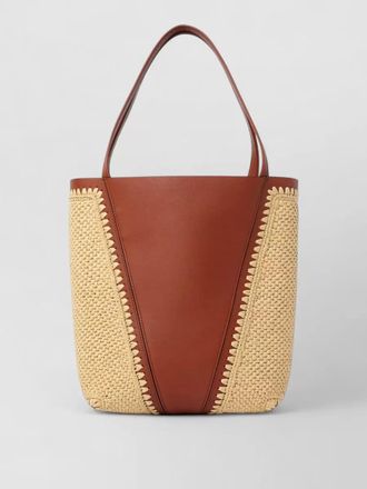 Chlo&eacute; spin leather raffia shoulder bag charm