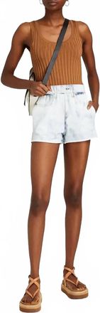 Rag & Bone High Waist Shorts In White/blue