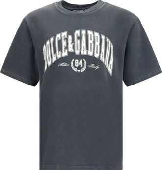 Dolce & Gabbana Katoenen T-shirt met Frontprint Moderne Stijl - Heren - T-shirts - Grijs - M - Katoen - Tops