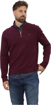 Tommy Jeans TJM SLM ESS Light 1/4 Zip Sweater - Heren - Truien - Rood - Maat: L Katoen