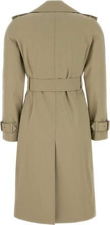 Burberry Womens Sage Green Gabardine Trench Coat Skylark