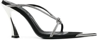 MUGLER Schoenen, Dames, Zwart, 40 EU, Su&egrave;de, Zwarte Su&egrave;de Muiltjes met Kristallen