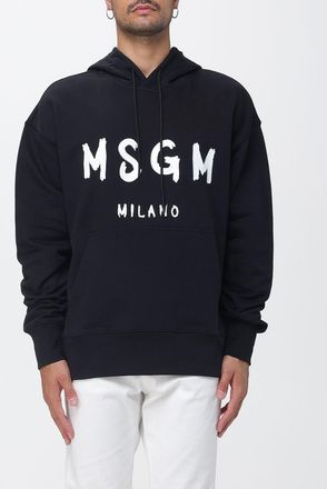 Msgm Felpa con cappuccio in cotone relaxed fit con tasca a marsupio e logo