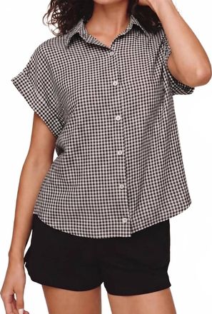 Bella Dahl Short Roll Sleeve Shirt In Black Micro Gingham