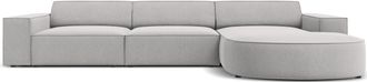 BLOOMINGLOFT 4-Sitzer Design Ecksofa Jodie mit abgerundeter Chaiselongue rechts - Strukturstoff