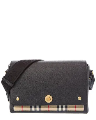 Burberry Note Medium Check Canvas & Leather Shoulder Bag