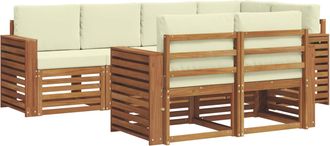 vidaXL Conjunto De Sof&aacute;s De Exterior 7 Uds. Natural Y Crema Poli&eacute;ster Vidaxl