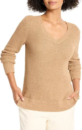 Nic+Zoe NIC+ZOE Shimmer Waffle V-Neck Sweater