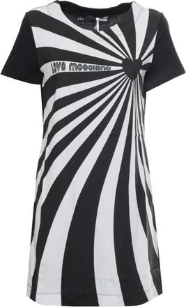 Moschino Kleedjes, Dames, Wit, L, Katoen, Logo Detail Katoenen Jurk