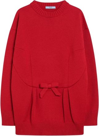 Prada Maglia Girocollo - Dames - Ronde hals truien - Rood - XS - Truien & Vesten