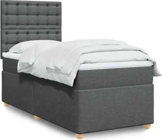 vidaXL Vidaxl - Cama Box Spring Con Colch&oacute;n Tela Gris Oscuro 80x200 Cm