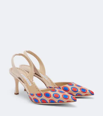 Manolo Blahnik Carolyne polka-dot slingback pumps