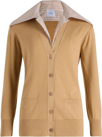 Patou Cardigan Trompe lOeil in cotone - Toni neutri