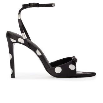 Black Suede Studio Albie 100 Sandal in Black Polka Dot Satin at Nordstrom, Size 38.5 Eu