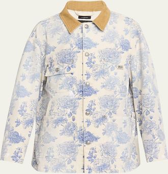 R13 Corduroy-Collar Toile Cotton Chore Jacket