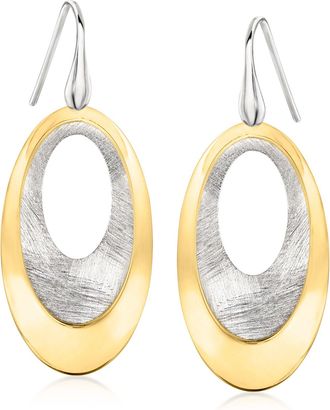 Ross-Simons Italian Sterling Silver and 18kt Gold Over Sterling Double-Oval Drop Earrings
