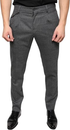 Dolce & Gabbana Mens Gray Check Tartan Wool Skinny Pants Virgin Elastane
