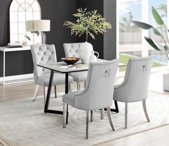 Furniturebox Carson White Marble Effect Dining Table & 4 Belgravia Chairs