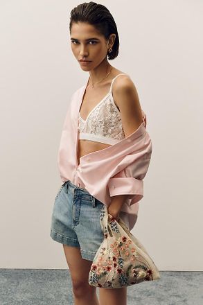 Maeve Mesh Floral Ruffle Tote Bag