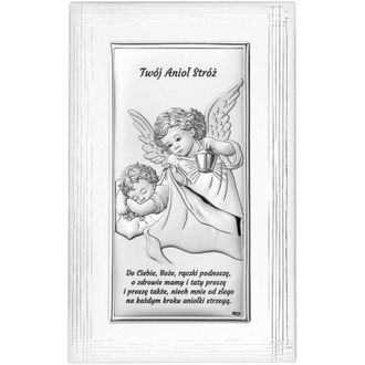 OEM Cuadro Plateado De Un &Aacute;ngel Con Linterna, Marco Decorativo tu &Aacute;ngel De La Guarda Ds02f 12 X 19 Cm