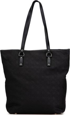 Ferragamo Black Canvas Leather Tote Bag (Pre-Owned)