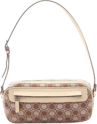 Ferragamo Borsa a spalla Gancini in tela e pelle Pre-owned - - Pre-owned - Donna - Beige - ONE SIZE