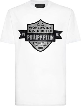 Philipp Plein Rondhals T-Shirt PP Crest - Heren - T-shirts - Wit - 4XL - Katoen - Tops