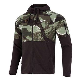 Nike Mens Nike Dri-FIT Casual Splicing Camouflage Fleece Hooded Jacket Black DQ4791-220
