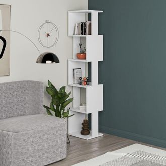Decortie Decortie - Piri Modern Bookcase Display Unit Tall 161cm - White / White - White / White