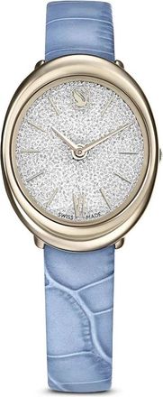 Swarovski Imber Ovaal Horloge - Dames - Horloges - Blauw - ONE Size - Leer - Accessoires