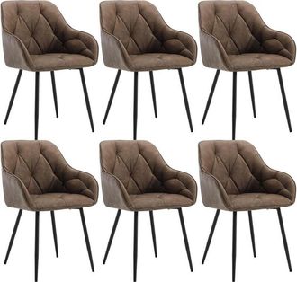 Woltu Set of 6x Faux Leather Dining Chairs Accent home & restaurants Dark Brown