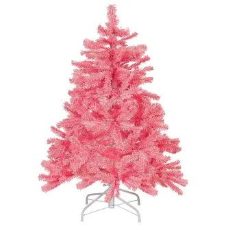 Beliani &Aacute;rbol De Navidad Artificial Rosa 120 Cm Base De Metal Decoraci&oacute;n Tradicional Festividad Vacaciones De Invierno Farnham