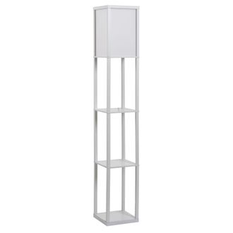 OEM L&aacute;mpara De Pie Con Estantes De Almacenaje, L&aacute;mpara De Madera Moderna, Bombilla E27, Para Sal&oacute;n, Dormitorio, Oficina, Blanco